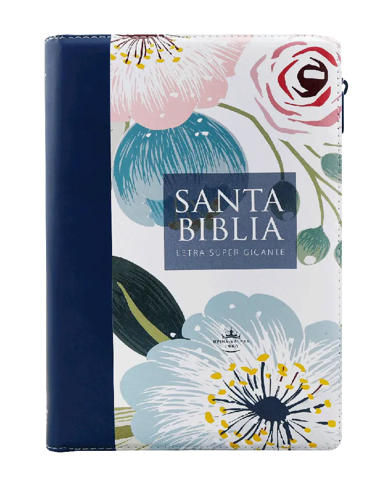Biblia Reina Valera 1960 Grande Letra Gigante Imitación Piel Azul Flores [RVR086ZTILSGiPJR] (2).webp