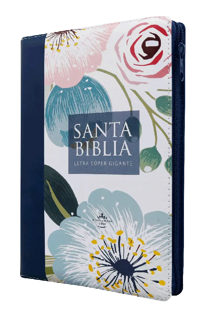 Biblia Reina Valera 1960 Grande Letra Gigante Imitación Piel Azul Flores [RVR086ZTILSGiPJR] (1).webp