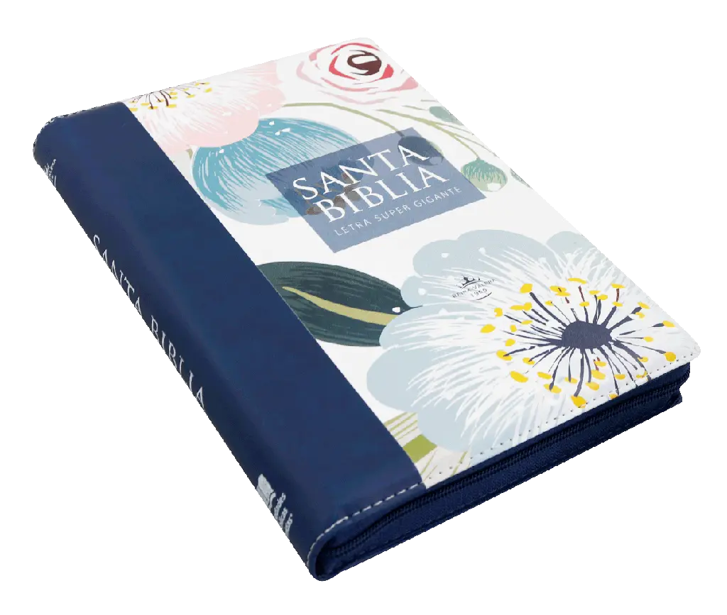 Biblia Reina Valera 1960 Grande Letra Gigante Imitación Piel Azul Flores [RVR086ZTILSGiPJR] (3).webp
