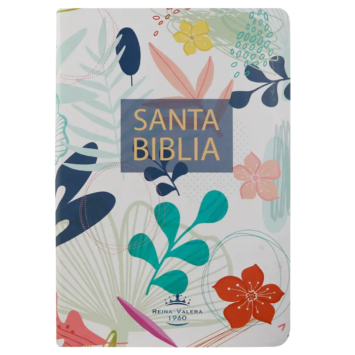 Biblia Reina Valera 1960 Mediana Letra Grande Tapa Semiflexible Blanca Flores [RVR (1).webp