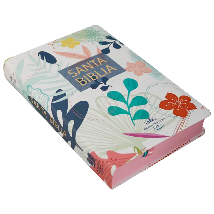 Biblia Reina Valera 1960 Mediana Letra Grande Tapa Semiflexible Blanca Flores [RVR (2).webp