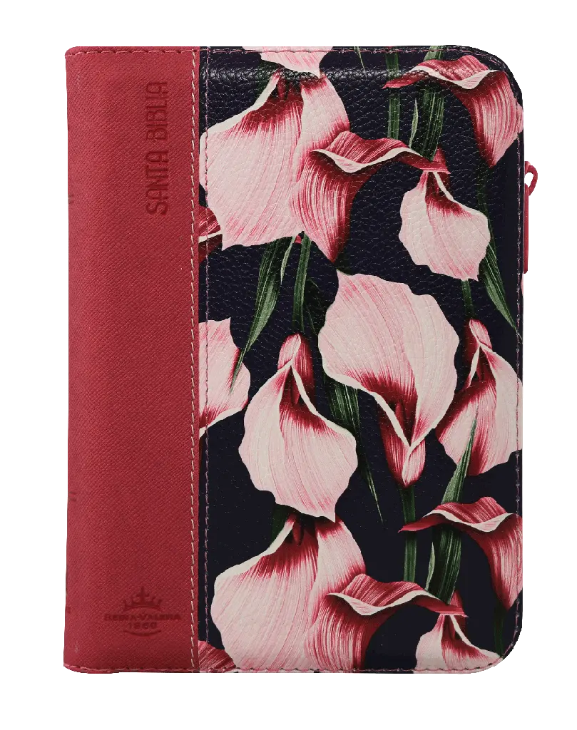 Biblia Reina Valera 1960 Chica Letra Mediana Imitación Piel Fiusha Flores QR [RVR046cZLM PJR] (1).webp