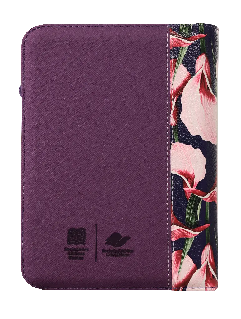 Biblia Reina Valera 1960 Chica Letra Mediana Imitación Piel Morado Flores QR [RVR046cZLM PJR] (2).webp