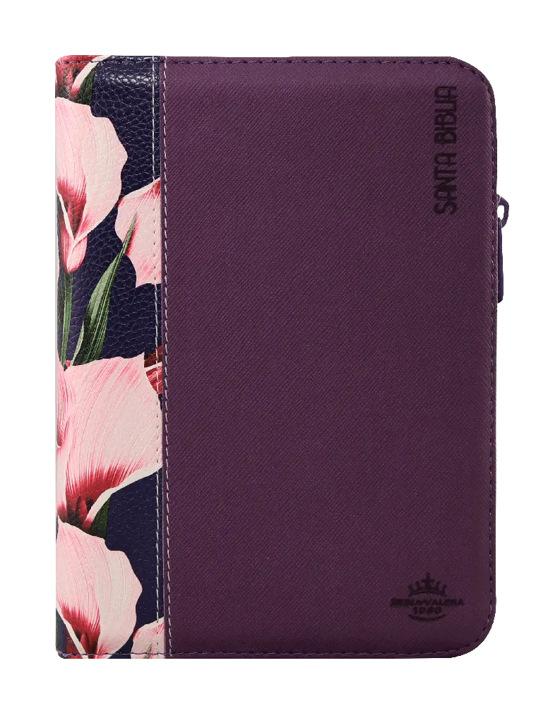 Biblia Reina Valera 1960 Chica Letra Mediana Imitación Piel Morado Flores QR [RVR046cZLM PJR] (1).webp