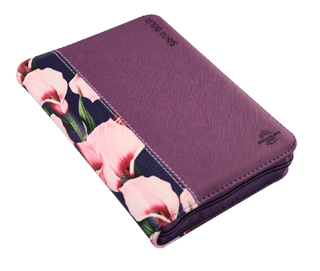 Biblia Reina Valera 1960 Chica Letra Mediana Imitación Piel Morado Flores QR [RVR046cZLM PJR] (3).webp