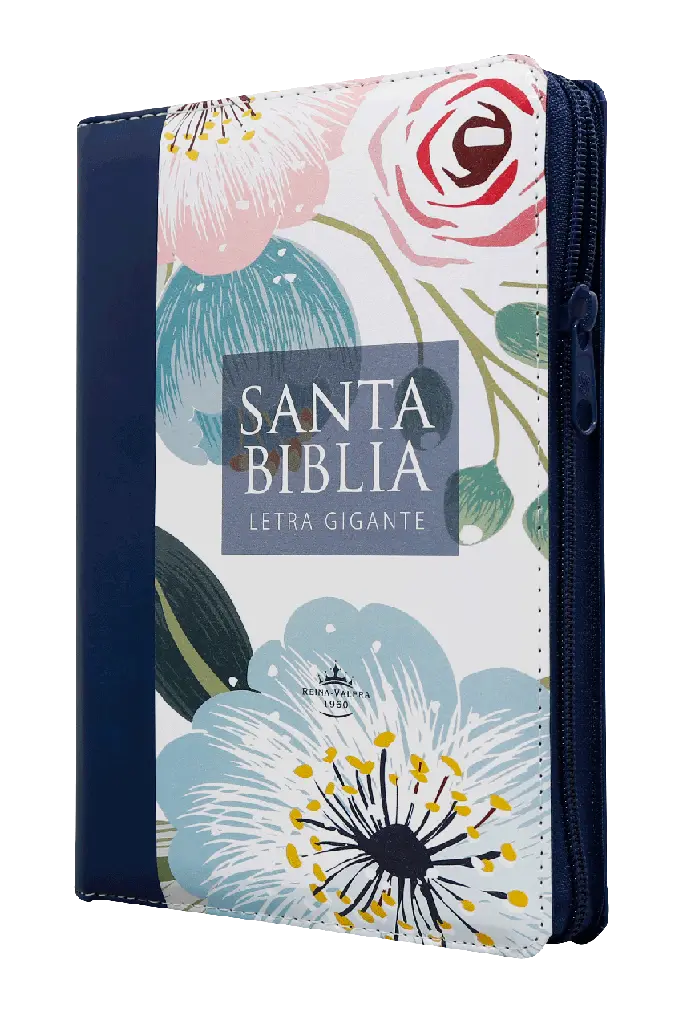 Biblia Reina Valera 1960 Mediana Letra Gigante Imitación Piel Azul Flores [RVR066ZLGiPJR] (1).webp