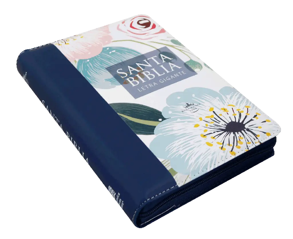 Biblia Reina Valera 1960 Mediana Letra Gigante Imitación Piel Azul Flores [RVR066ZLGiPJR] (2).webp