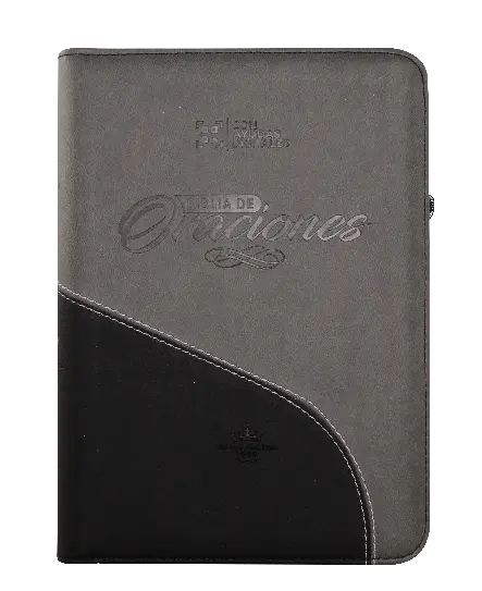 Biblia de Estudio Oraciones Reina Valera 1960 Mediana Letra Grande Imitación Piel Gris Negro Código QR [RVR056cZLGPJR] (1).webp