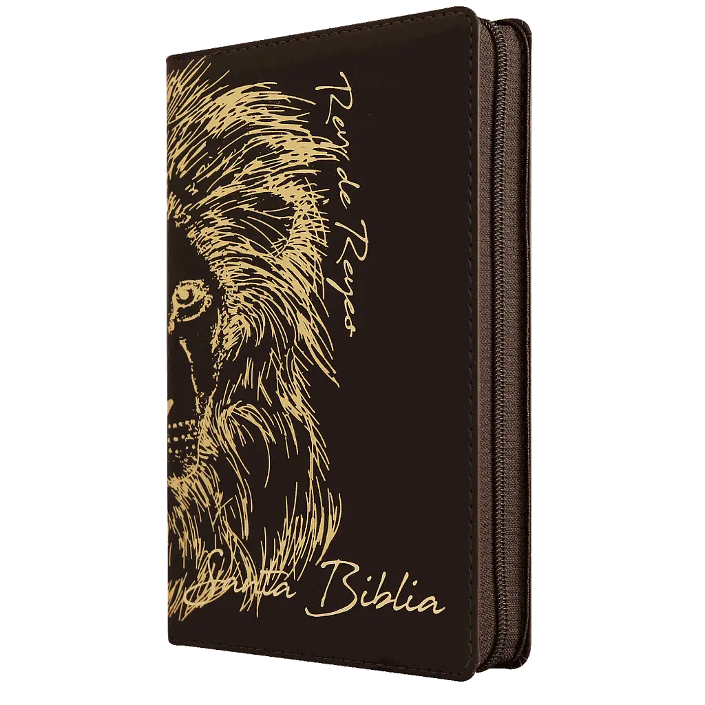 Biblia Reina Valera 1960 Mediana Letra Grande Piel Fabricada León Café [RVR066cLGPJRTIZ]