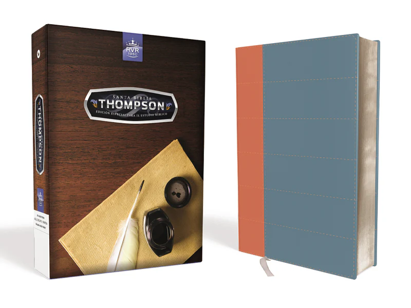Biblia Thompson Reina Valera 1960 edición especial para el estudio bíblico, Leathersoft, Azul/Beige