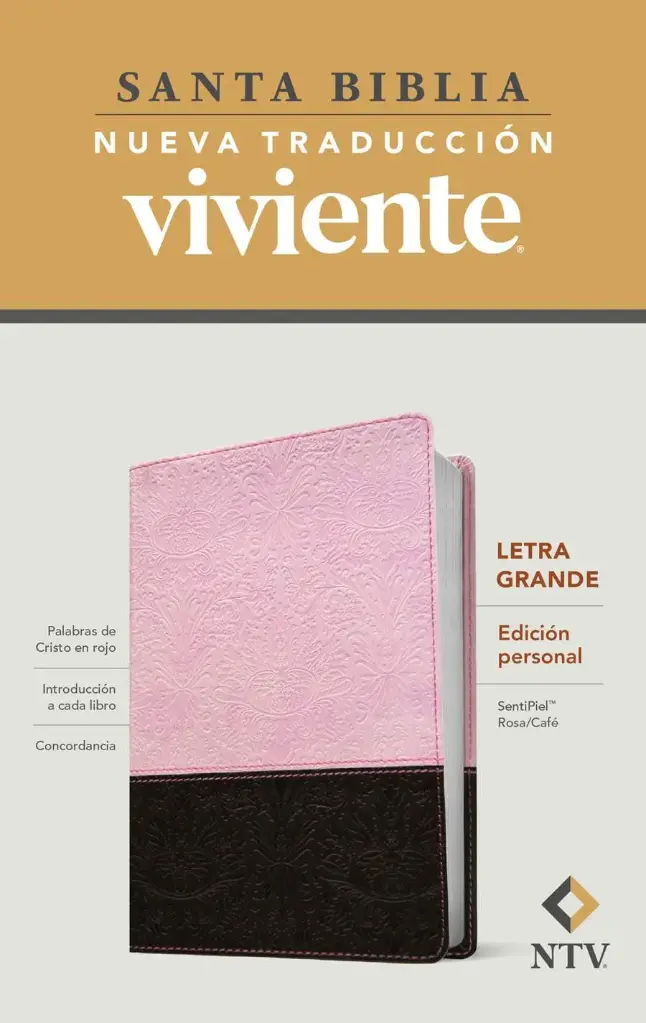 Santa Biblia NTV, Edición personal, letra grande, rosa cafe