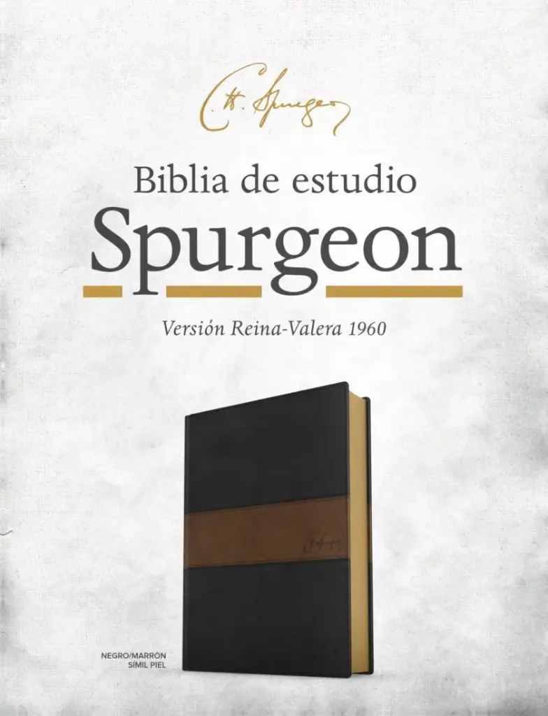 RVR 1960 Biblia de estudio Spurgeon, negro/marrón símil piel
