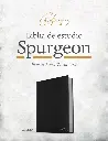 RVR 1960 Biblia de estudio Spurgeon, negro piel genuina