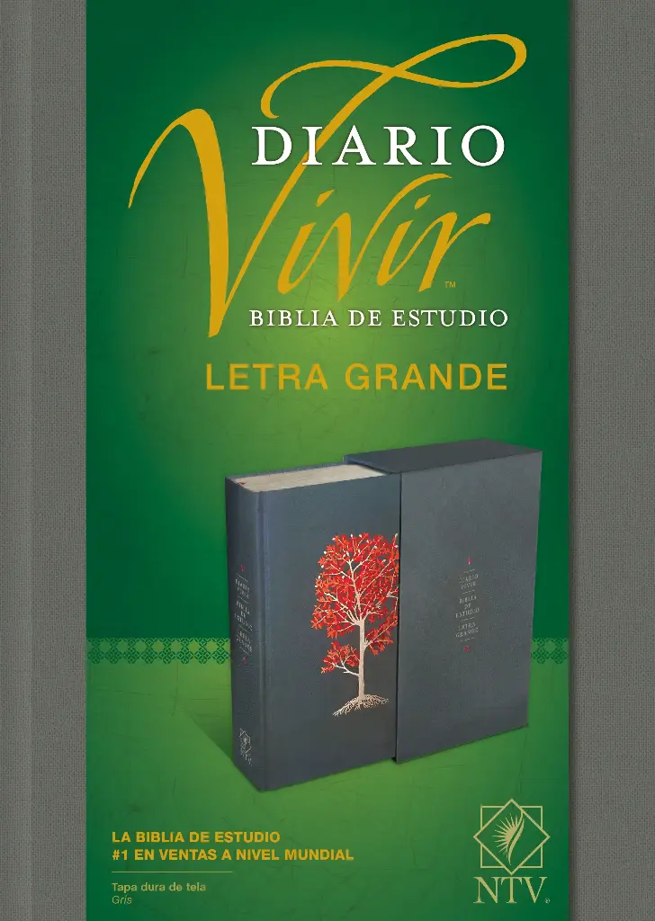 Biblia de estudio del diario vivir NTV, letra grande (Tapa dura de tela, Gris, Letra Roja)