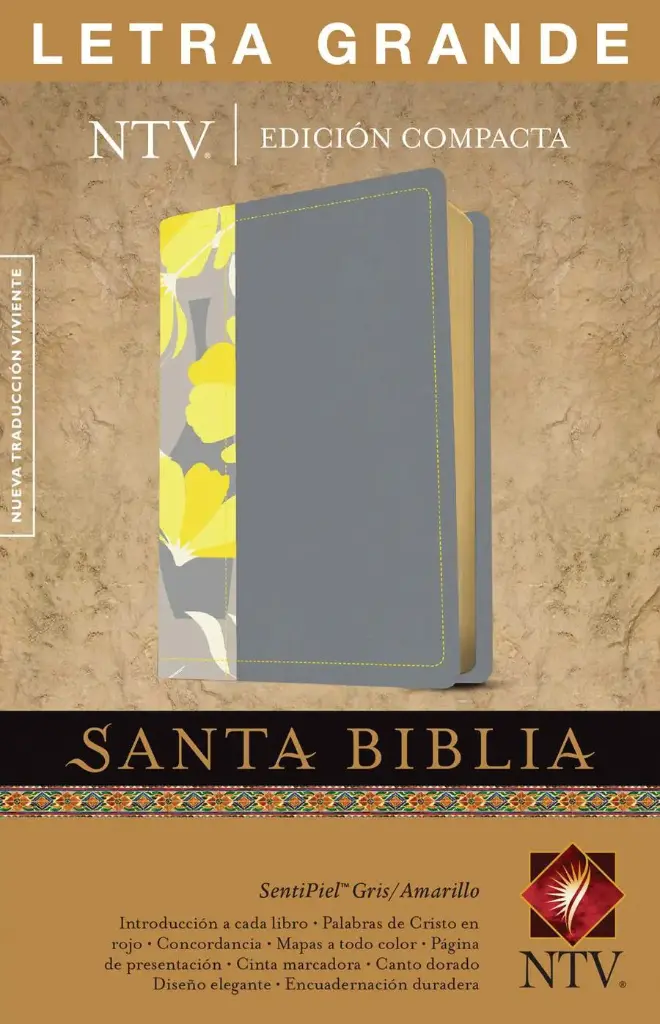 Santa Biblia NTV, Edición compacta, letra grande, Gris/Amarillo
