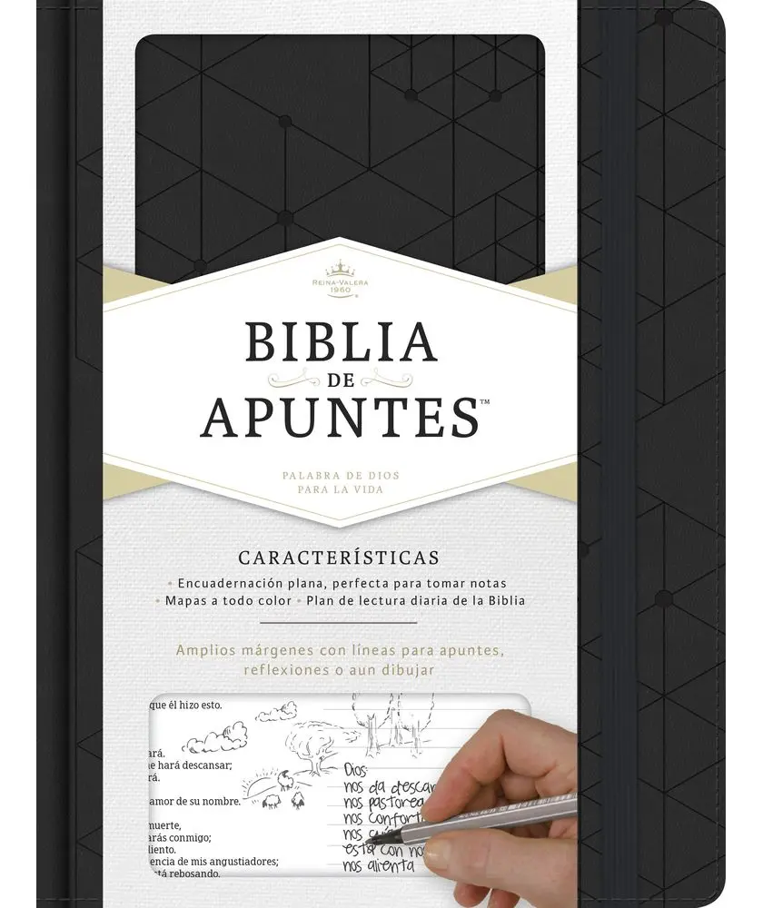 RVR 1960 Biblia de apuntes, negro símil piel