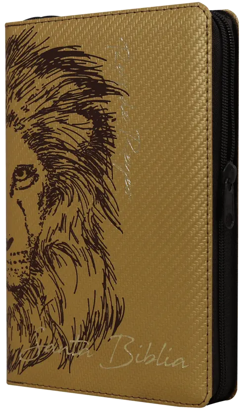 Biblia Reina Valera 1960 Mediana Letra Grande Piel Fabricada León Dorado [RVR066cLGPJRTIZ]
