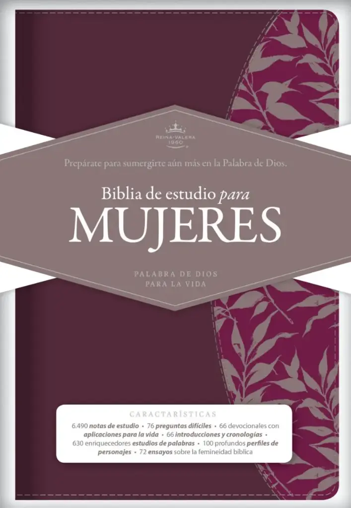 RVR 1960 Biblia de estudio para mujeres, vino tinto/fucsia símil piel