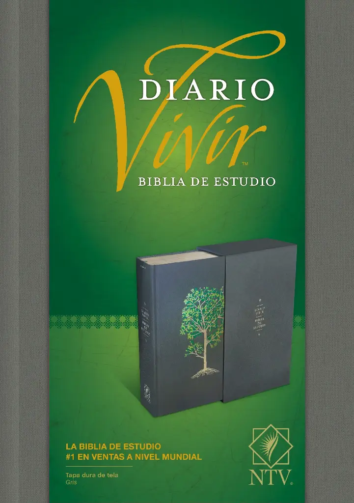 Biblia de estudio del diario vivir NTV (Tapa dura de tela, Gris, Letra Roja)