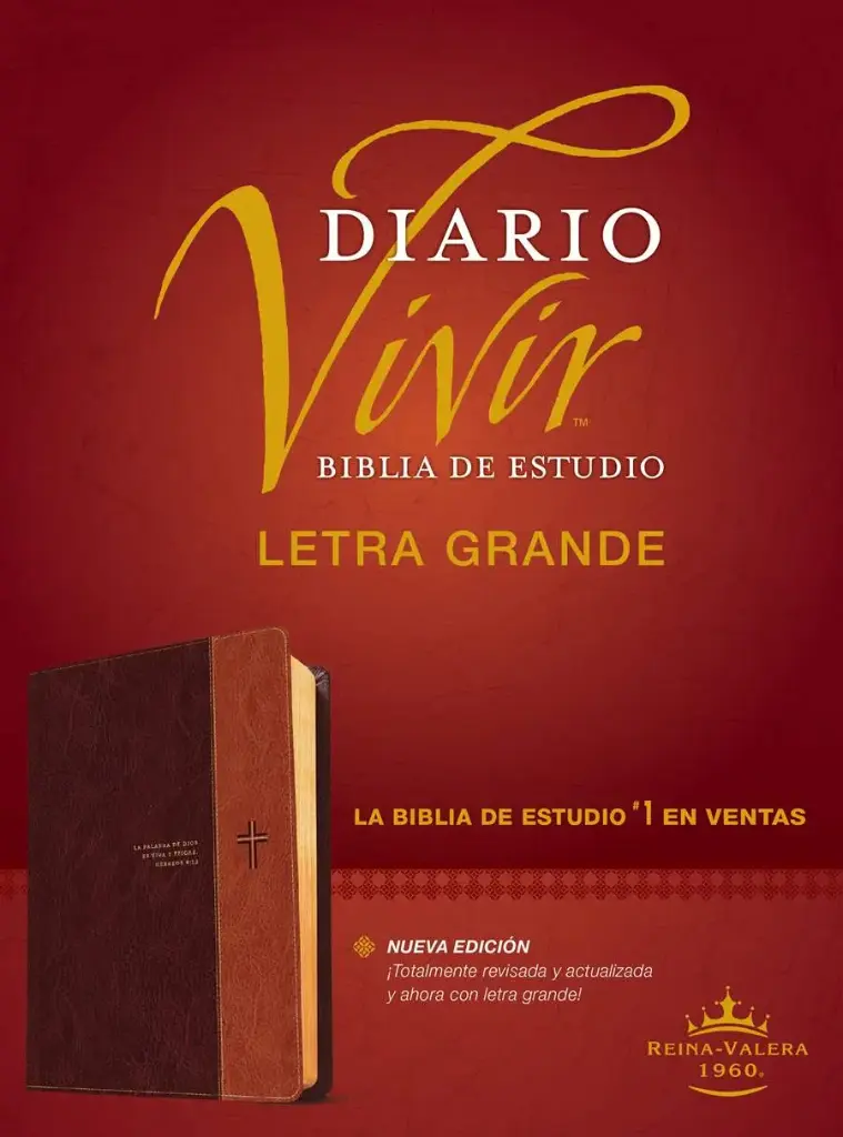Biblia de estudio del diario vivir RVR60, letra grande (SentiPiel, Café/Café claro, Letra Roja