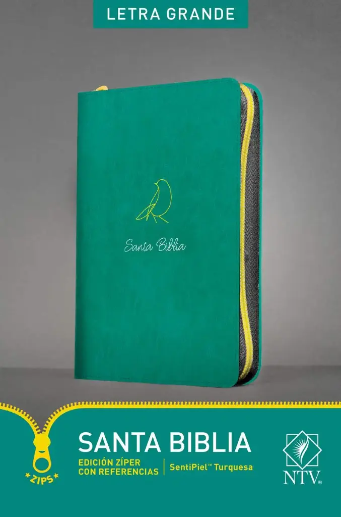 Santa Biblia NTV, Edición zíper con referencias, letra grande (SentiPiel, Turquesa, Letra Roja)