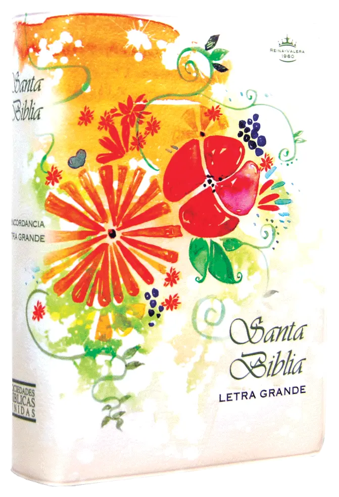 Biblia Reina Valera 1960 Chica Letra Chica Vinil Crema Flores [RVR042cLG]