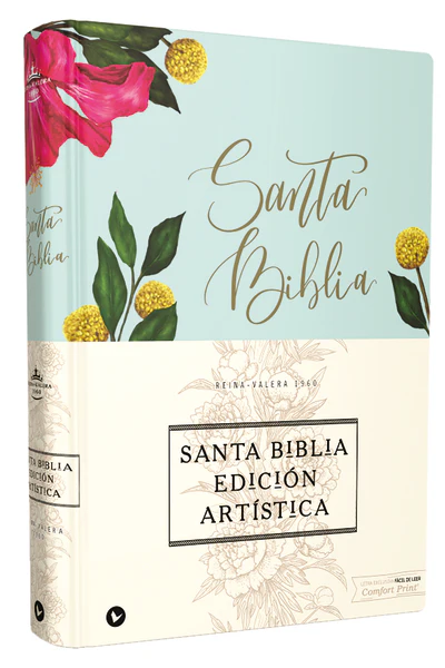 Reina Valera 1960 Santa Biblia Edición Artística, Tapa Dura/Tela, Floral, Canto con Diseño, Letra Roja Vida
