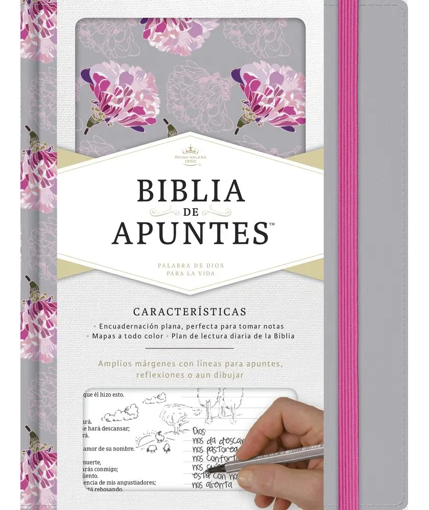 RVR 1960 Biblia de Apuntes, Tela Impresa Gris y Floreada