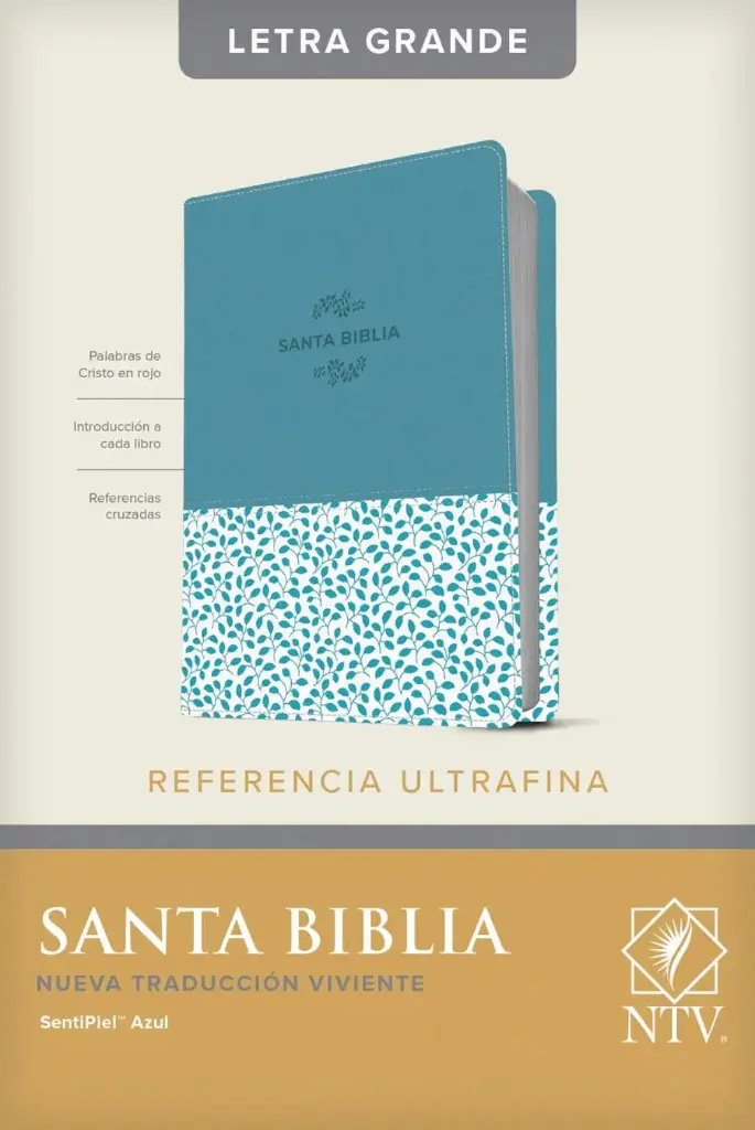  Santa Biblia NTV, Edición de referencia ultrafina, letra grande (SentiPiel, Azul, Índice) 
