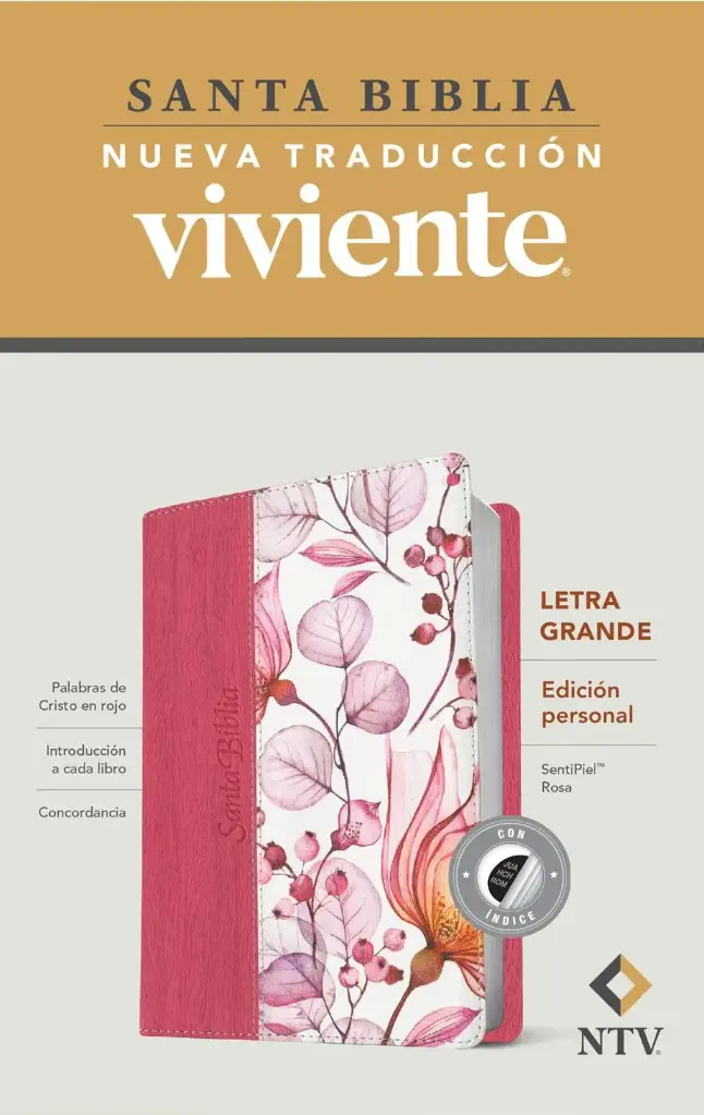  Santa Biblia NTV, Edición personal, letra grande (SentiPiel, Rosa, Índice, Letra Roja) 