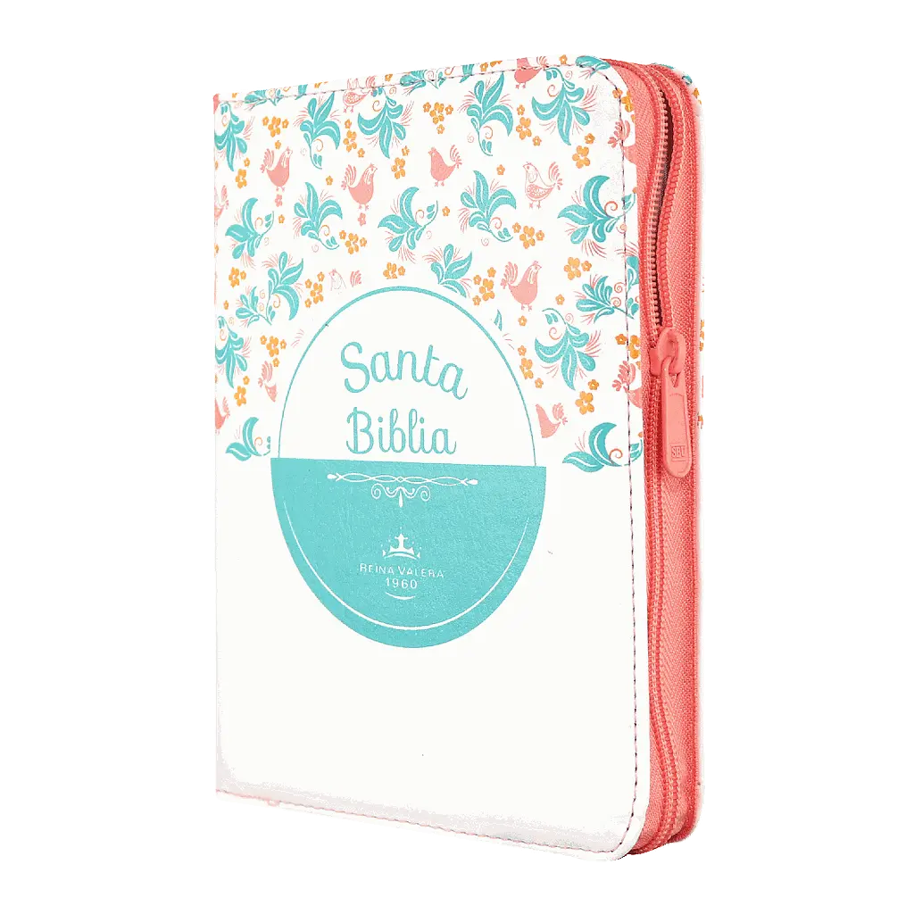 Biblia Reina Valera 1960 Chica Letra Mediana Imitación Piel Blanco Flores Código QR [RVR045cZLMPJR]