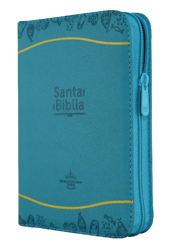 Biblia Reina Valera 1960 Chica Letra Mediana Imitación Piel Azul Amarillo Código QR [RVR045cZTILMPJR]