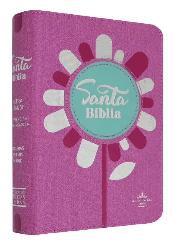Biblia Reina Valera 1960 Chica Letra Mediana Imitación Piel Rosa Flor [RVR045CLGPJR]