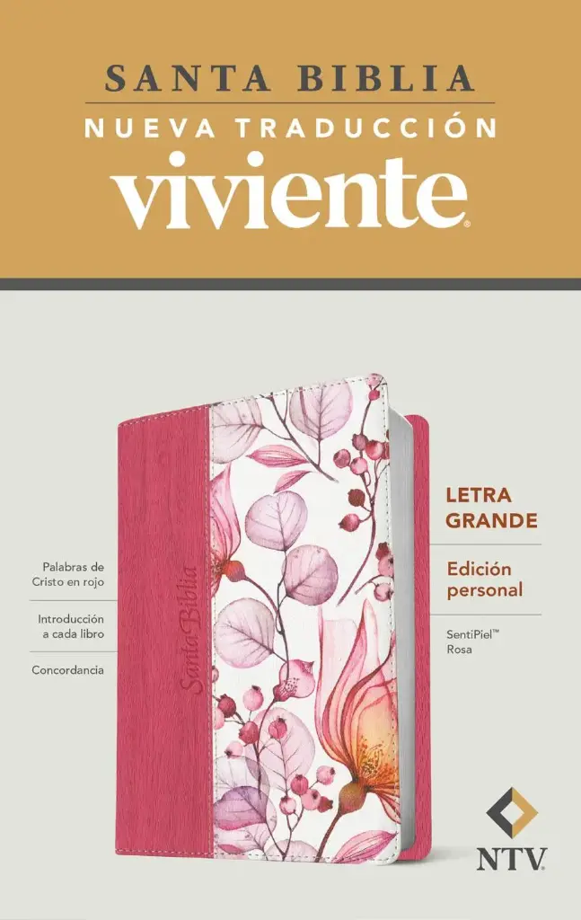 Santa Biblia NTV, Edición personal, letra grande, SentiPiel Rosa Flores