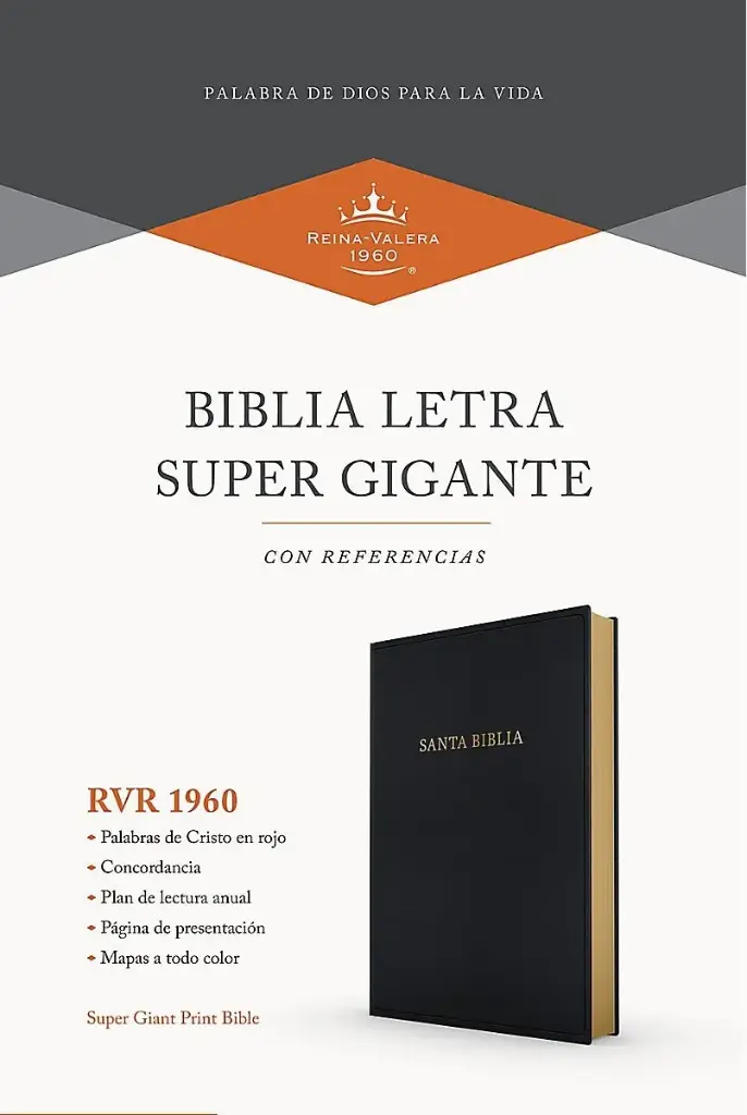 Biblia letra súper gigante, RVR 1960, negro imitación piel