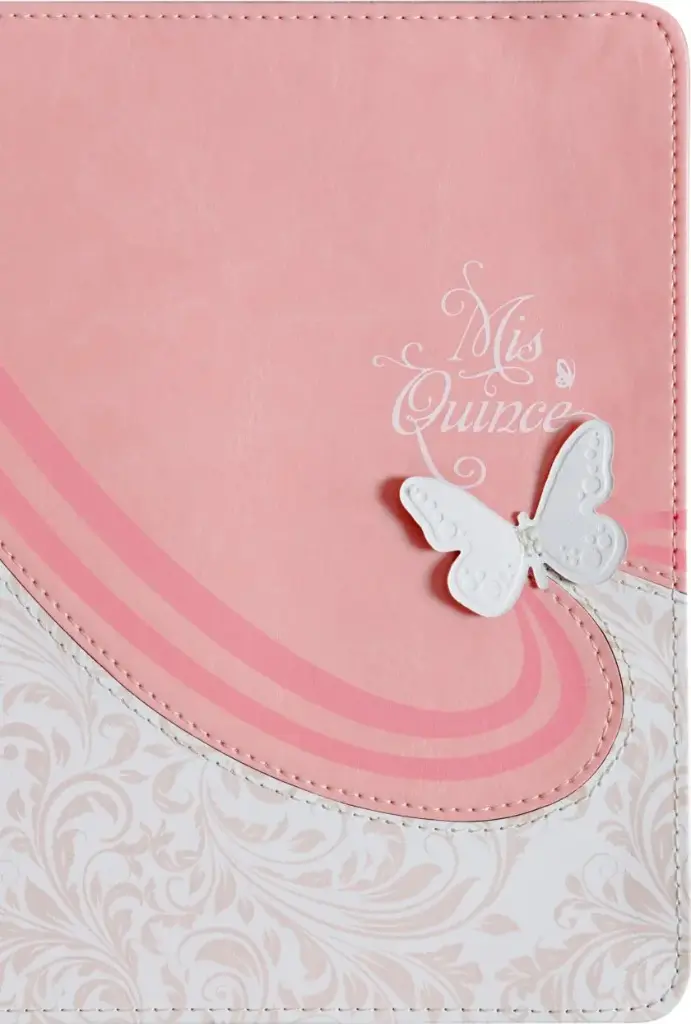 RVR 1960 Biblia Mis Quince, rosa y blanco símil piel