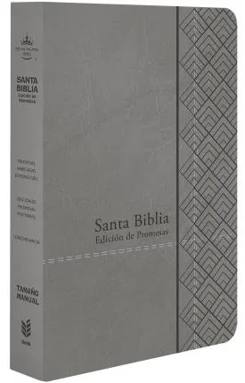 Biblia de Promesas RVR-1960, Tamaño Manual, Letra Grande, Piel Especial, Gris claro