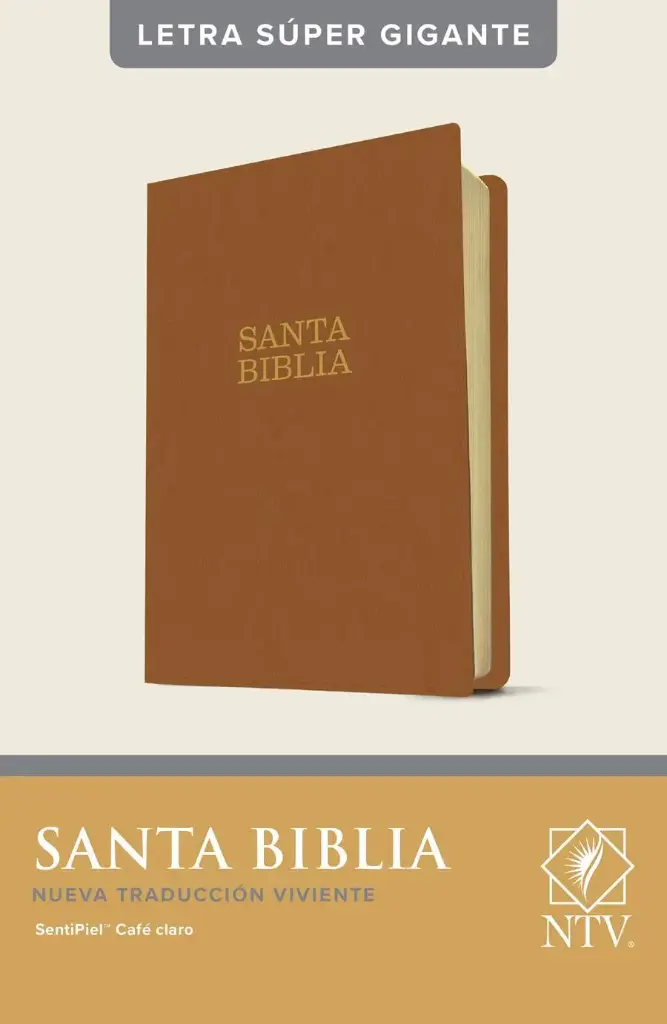 Santa Biblia NTV, letra súper gigante (SentiPiel, Café claro, Índice, Letra Roja)