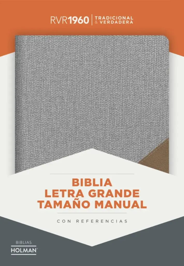 RVR 1960 Biblia Letra Grande Tamaño Manual gris y marrón, símil piel