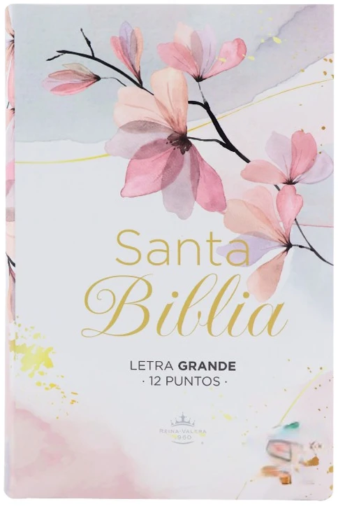 Biblia Reina Valera 1960 tamaño manual Letra Grande 12 puntos. Versículos seguidos.  Flores en Invierno