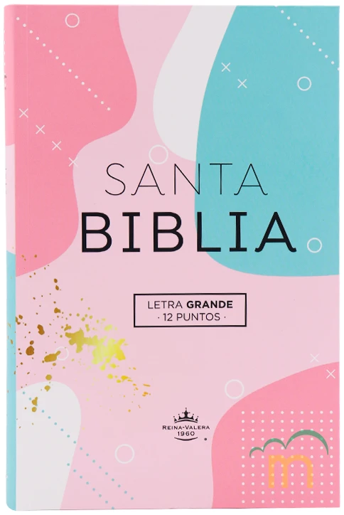 Biblia Reina Valera 1960 tamaño manual Letra Grande 12 puntos. Versículos seguidos. Multicolor