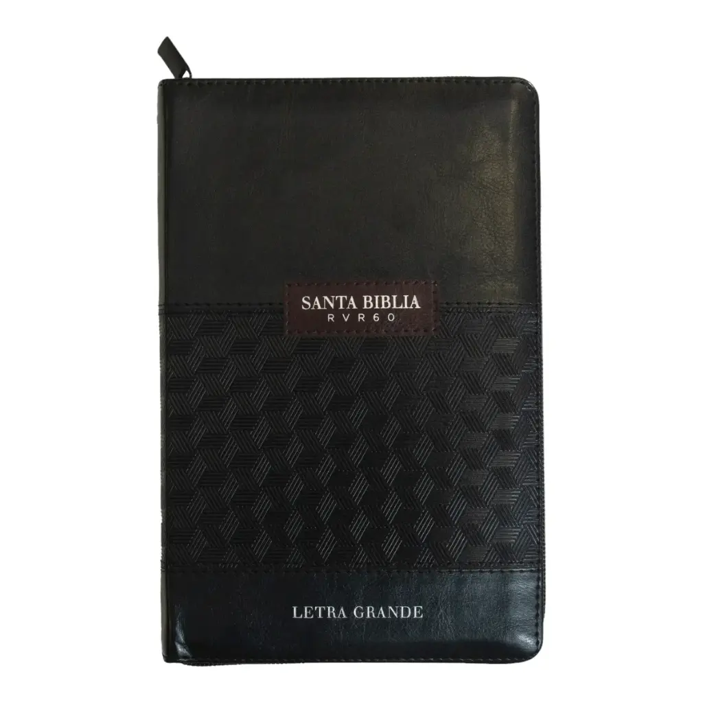 Biblia Reina Valera 1960 tamaño manual letra grande 12 puntos- Imitación Piel negro/negro con cierre y con índice. Colección ABBA.