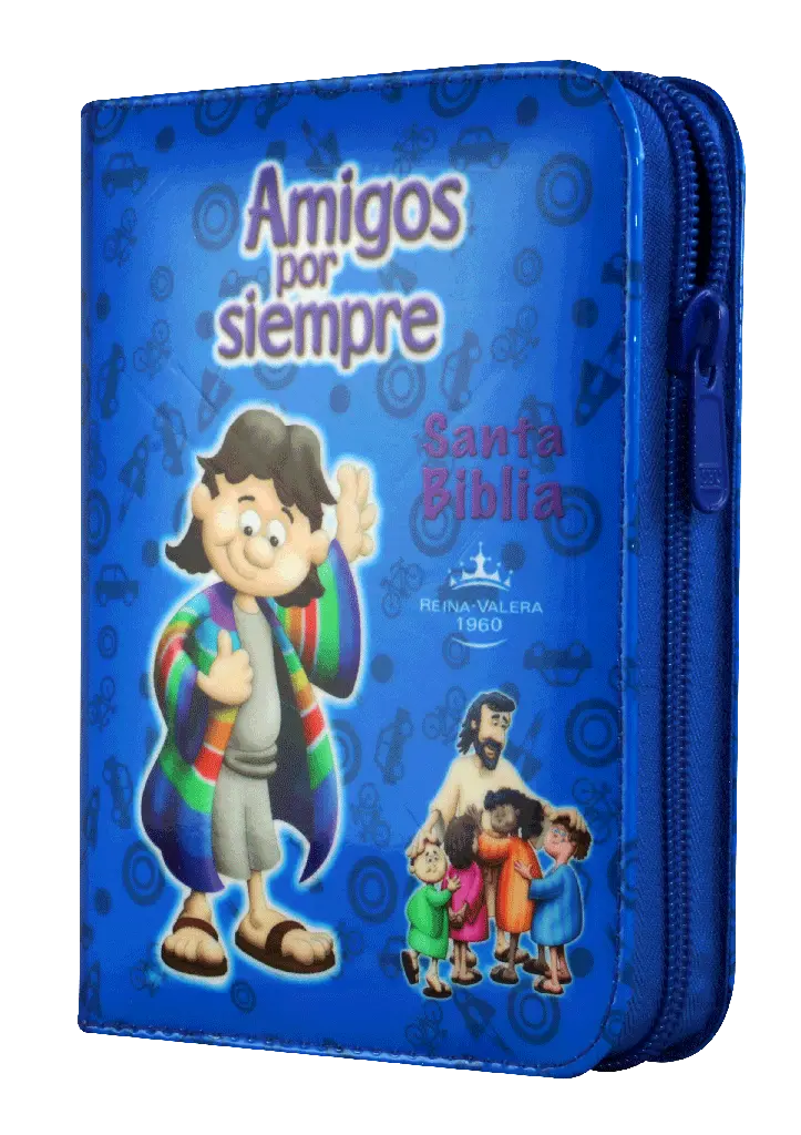 Biblia Infantil Amigos por Siempre Reina Valera 1960 Tamaño Bolsillo Letra Mediana Vinil Azul Codigo QR [RVR022cPZLMaPJR]