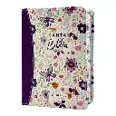 Biblia Reina Valera 1960 tamaño portátil Letra Grande 11 puntos Imitación Piel floral lila oscuro. Canto pintado. Colección Primaveral.