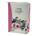 Biblia Reina Valera 1960 tamaño portátil Letra Grande 11 puntos Imitación Piel rosa. Con cierre. Canto pintado. Colección Primaveral.