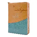 Biblia Reina Valera 1960 tamaño portátil Letra Grande 11 puntos Imitación Piel rosa/azul pájaros. Con cierre e índice. Colección Entusiasmo.