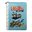 Biblia Reina Valera 1960 para niños Mi gran viaje. Tamaño bolsillo Imitación Piel azul con cierre