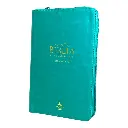 Biblia Reina Valera 1960 tamaño manual Letra Grande 12 puntos. Versículos seguidos. Imitación Piel turquesa con cierre.