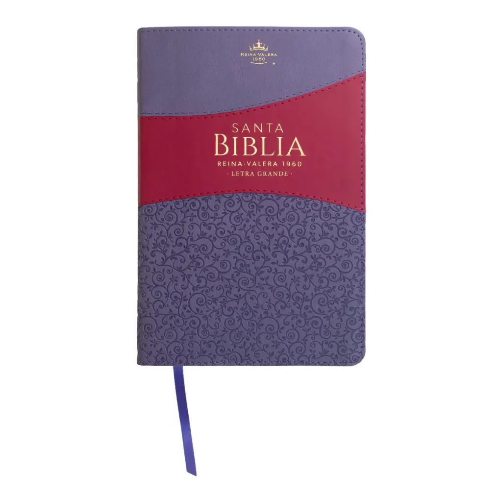 Biblia Reina Valera 1960 tamaño manual letra grande 12 puntos- Imitación Piel lila/morado con índice. Colección bitono
