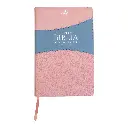 Biblia Reina Valera 1960 tamaño manual letra grande 12 puntos- Imitación Piel rosa/azul con índice. Colección bitono